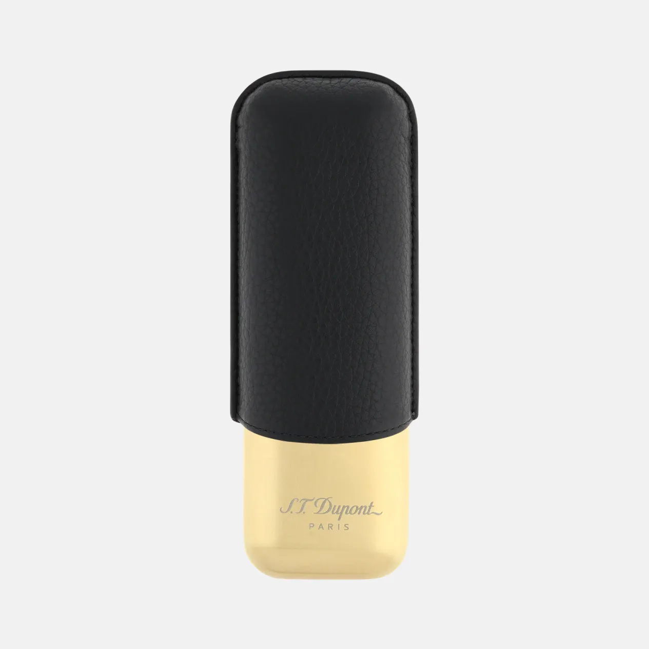 2 CIGAR CASE LEATHER CASE BLACK &#038; GOLD