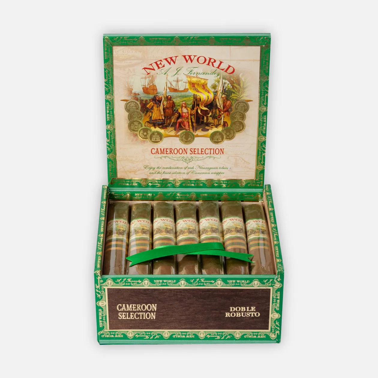 New World Cameroon Selection Doble Robusto, vibrant packaging.