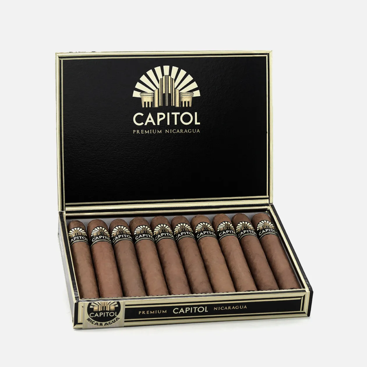 Capitol Premium Nicaragua cigars, luxurious presentation.