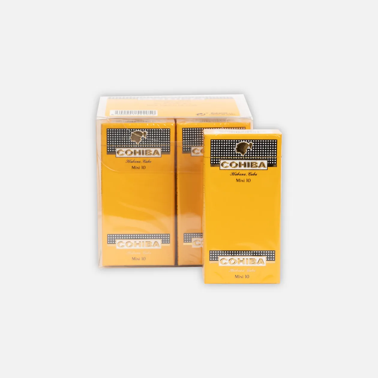 Cohiba Mini 10 Yellow Box, classic and elegant cigar packaging.