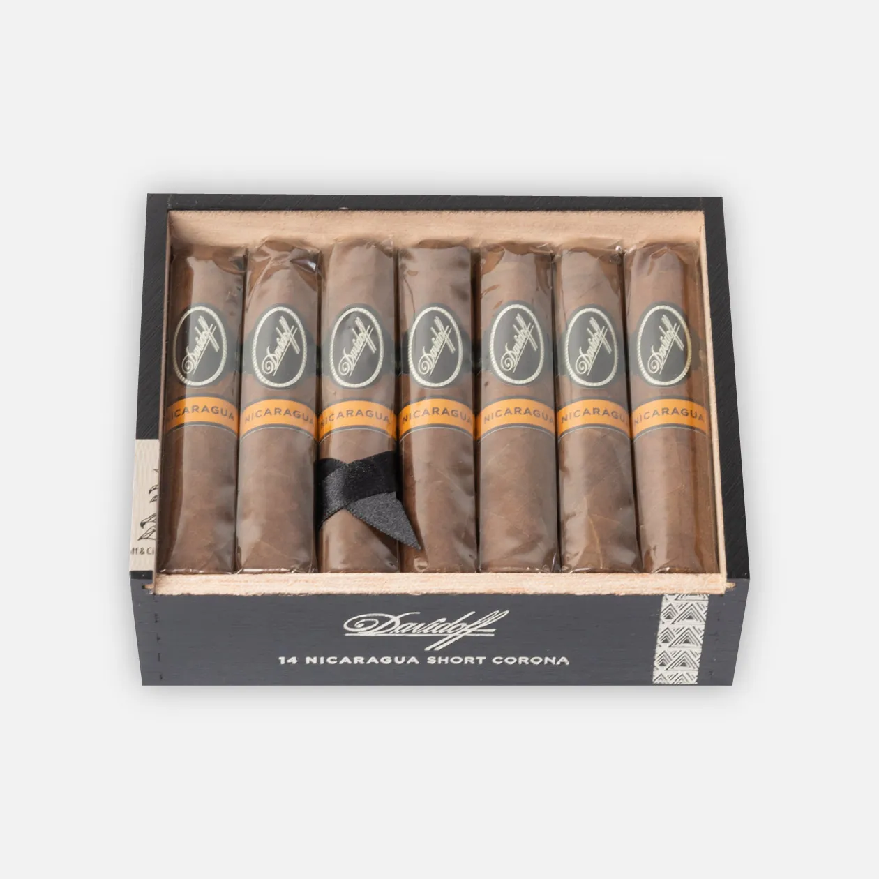 Davidoff Nicaragua Short Corona cigars in an elegant black box.