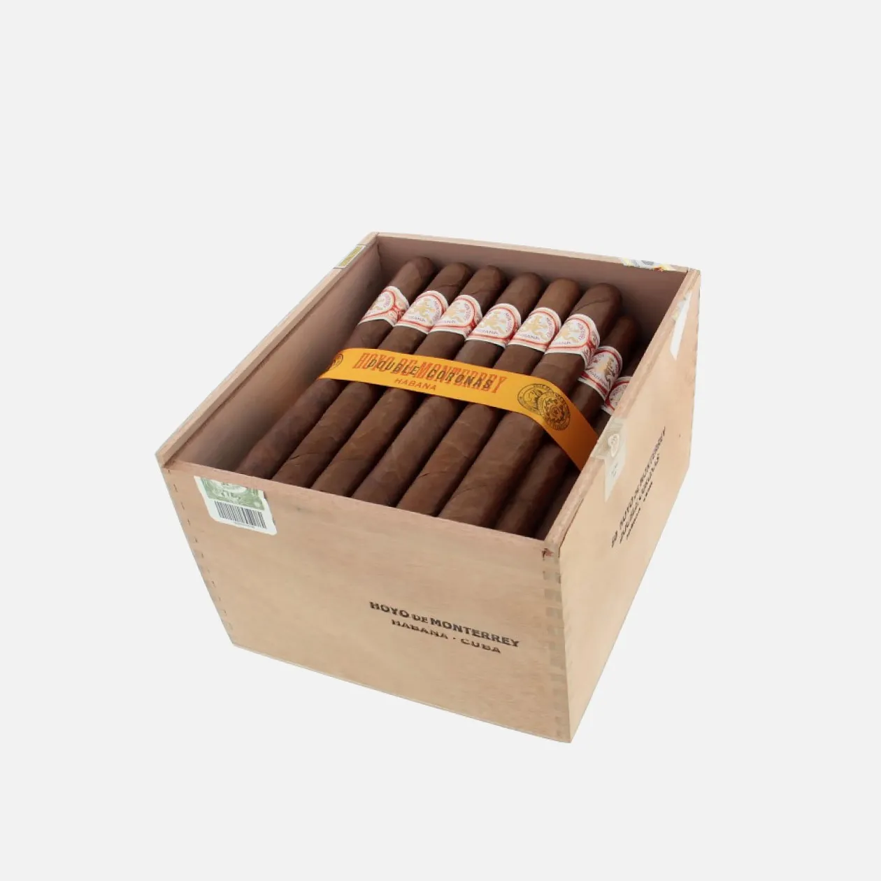 Hoyo de Monterrey cigars in a wooden box.