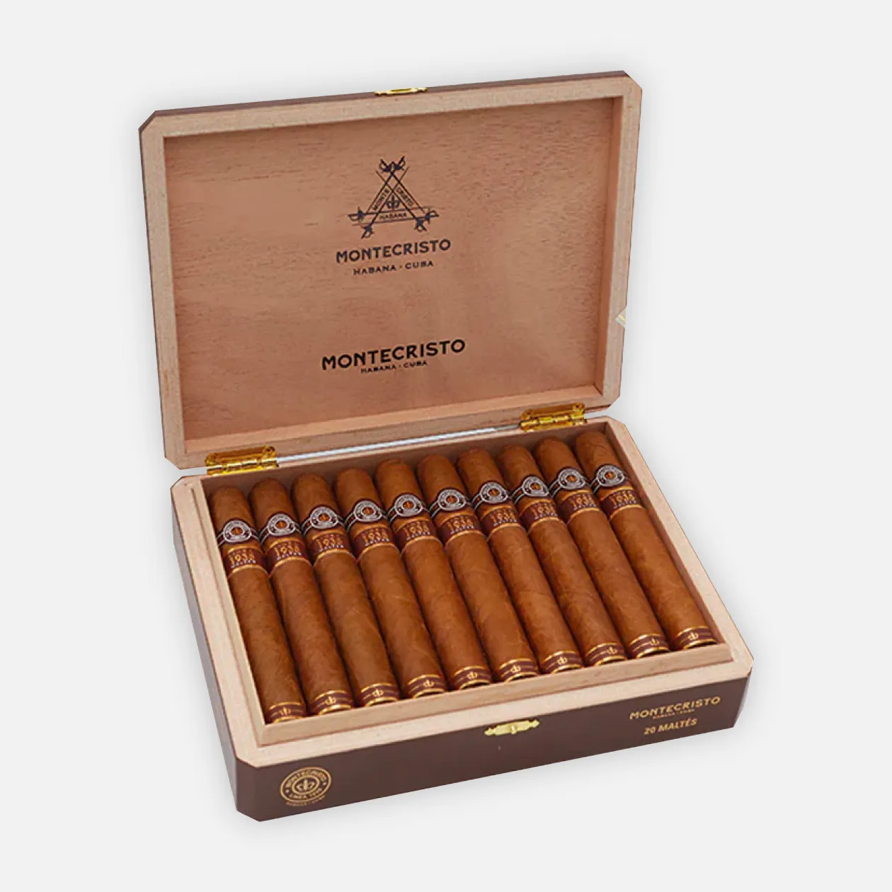 Montecristo Maltés cigars in elegant wooden box.
