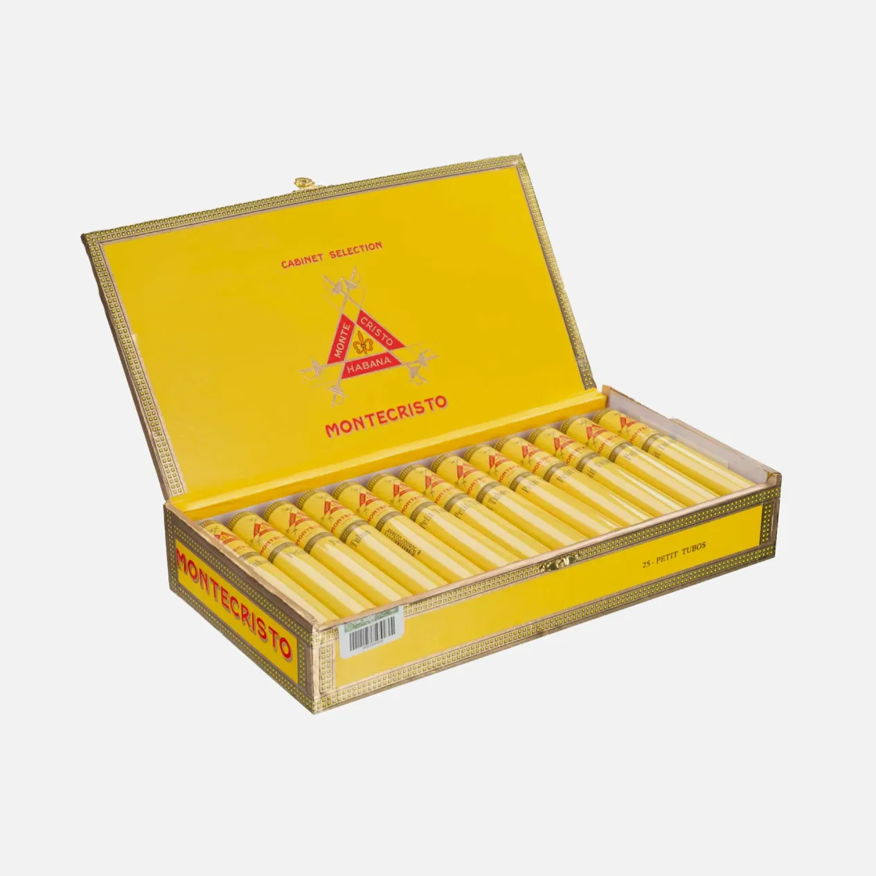 Montecristo Petit Tubos cigars in a vibrant yellow box.