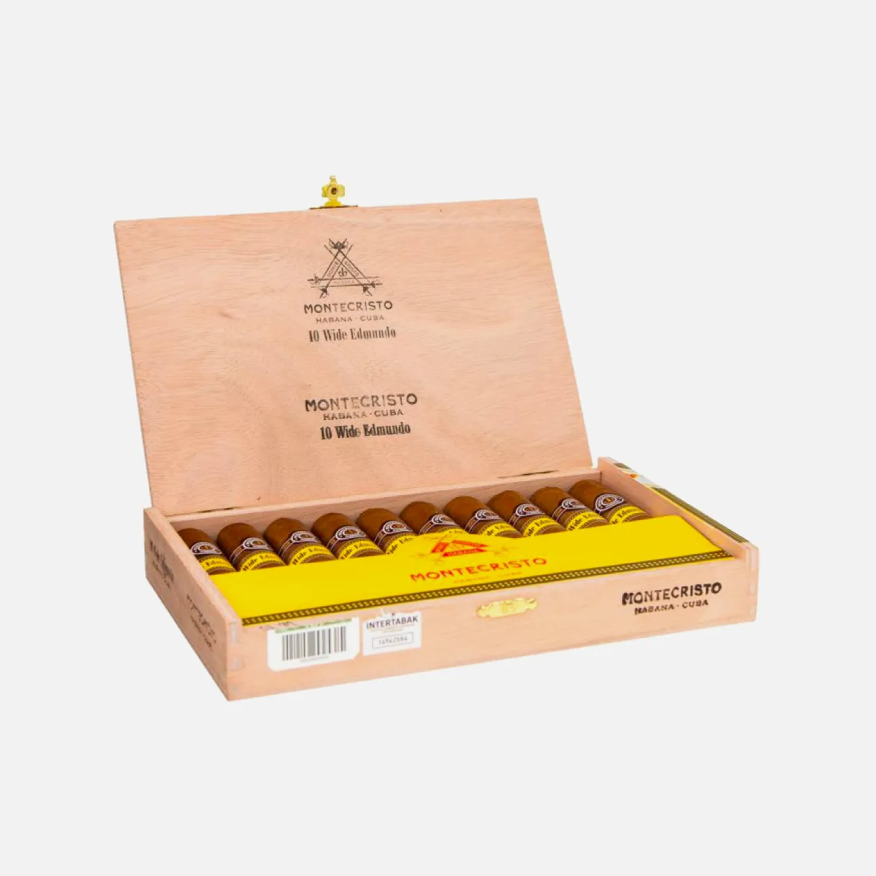 Montecristo Wide Edmundo cigars in an elegant wooden box.
