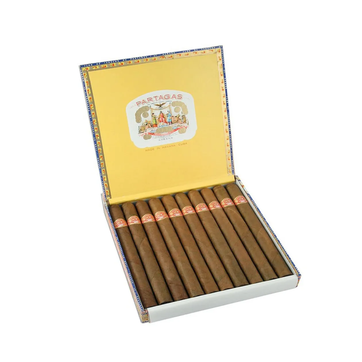 Partagas cigar box with classic Havana branding and design.