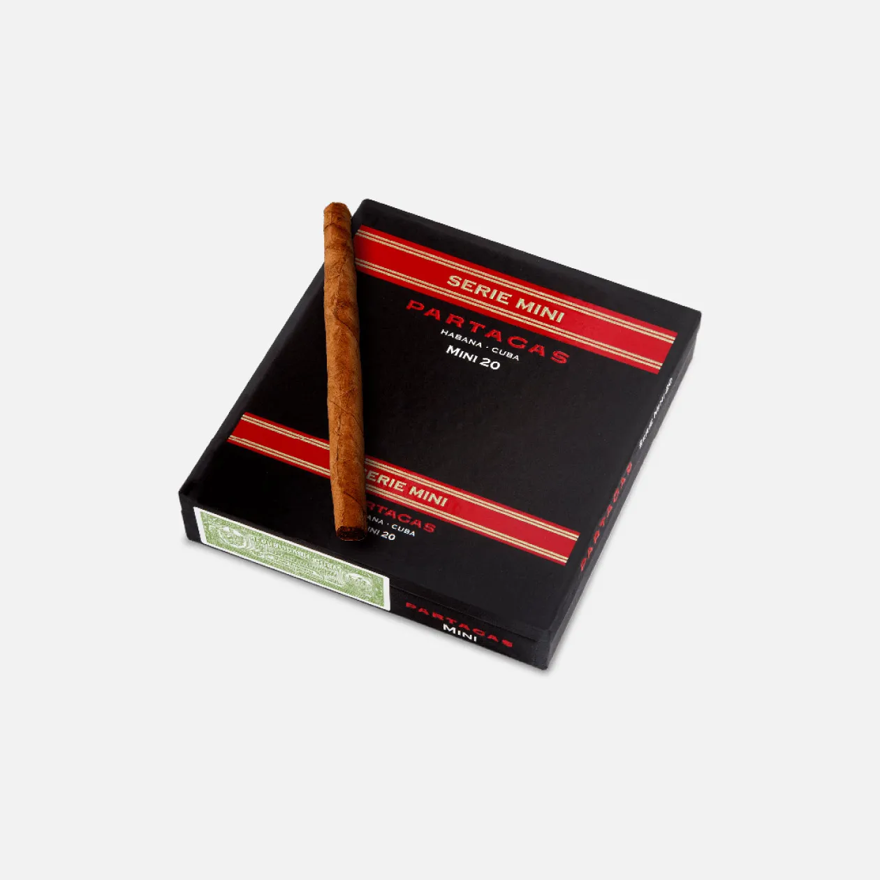 Partagas Serie Mini cigars in elegant black packaging.