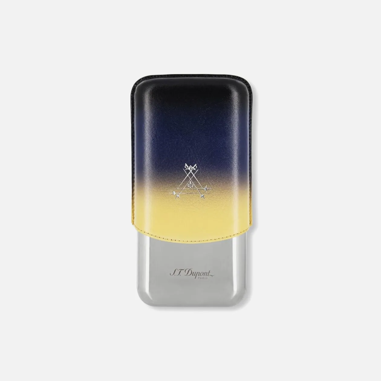 S.T. Dupont, elegant leather cigar case, gradient blue to yellow.