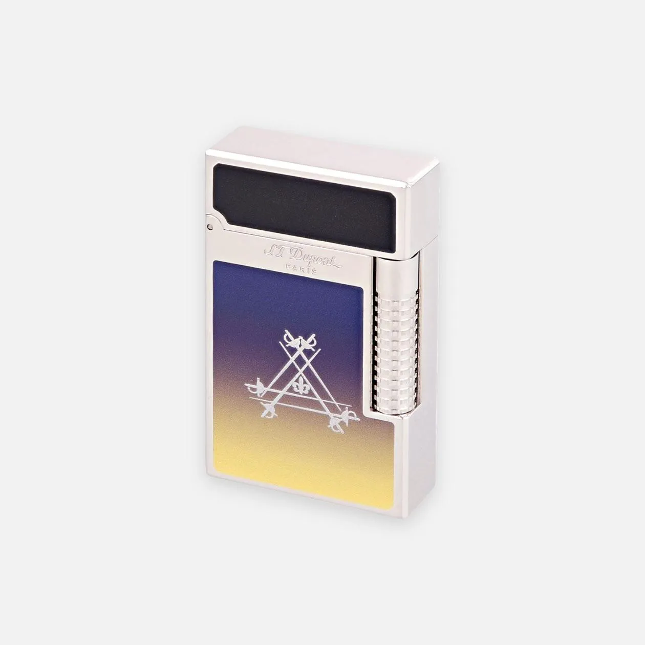 S.T. Dupont luxury lighter with colorful gradient and elegant design.