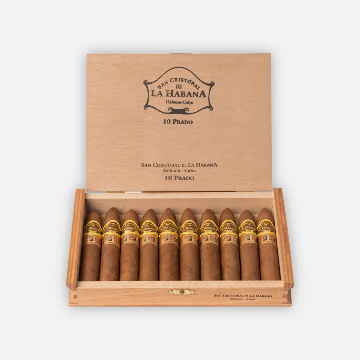 San Cristóbal de La Habana 10 Prado Cigars in an elegant wooden box.