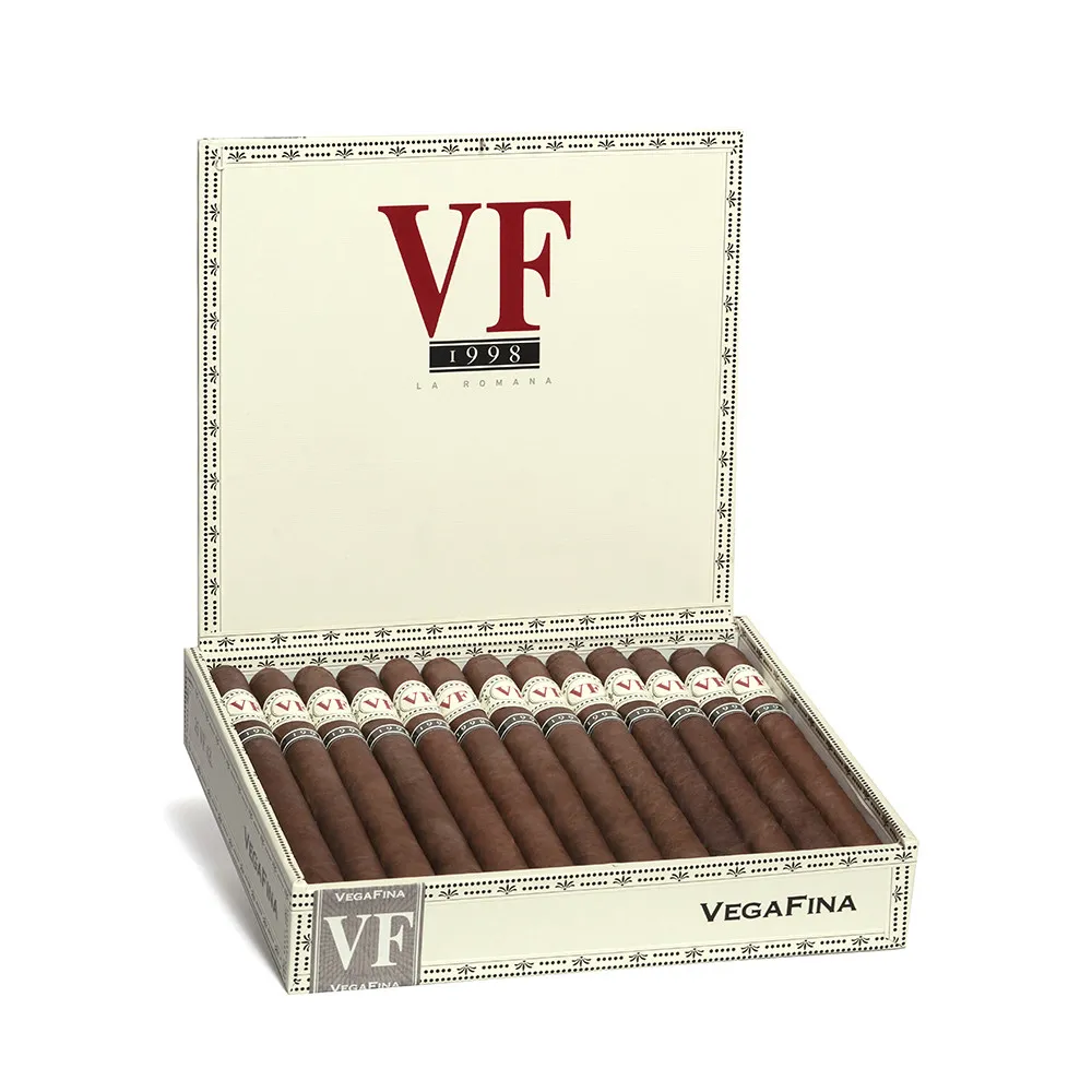 Vegafina 1998 cigars in an elegant open box.