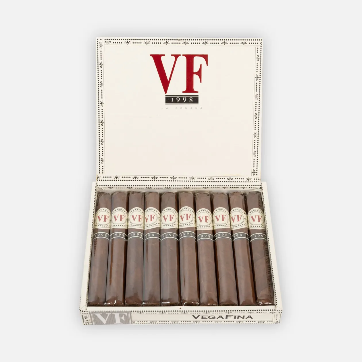 Vegafina 1998 cigars, elegant presentation in white box.