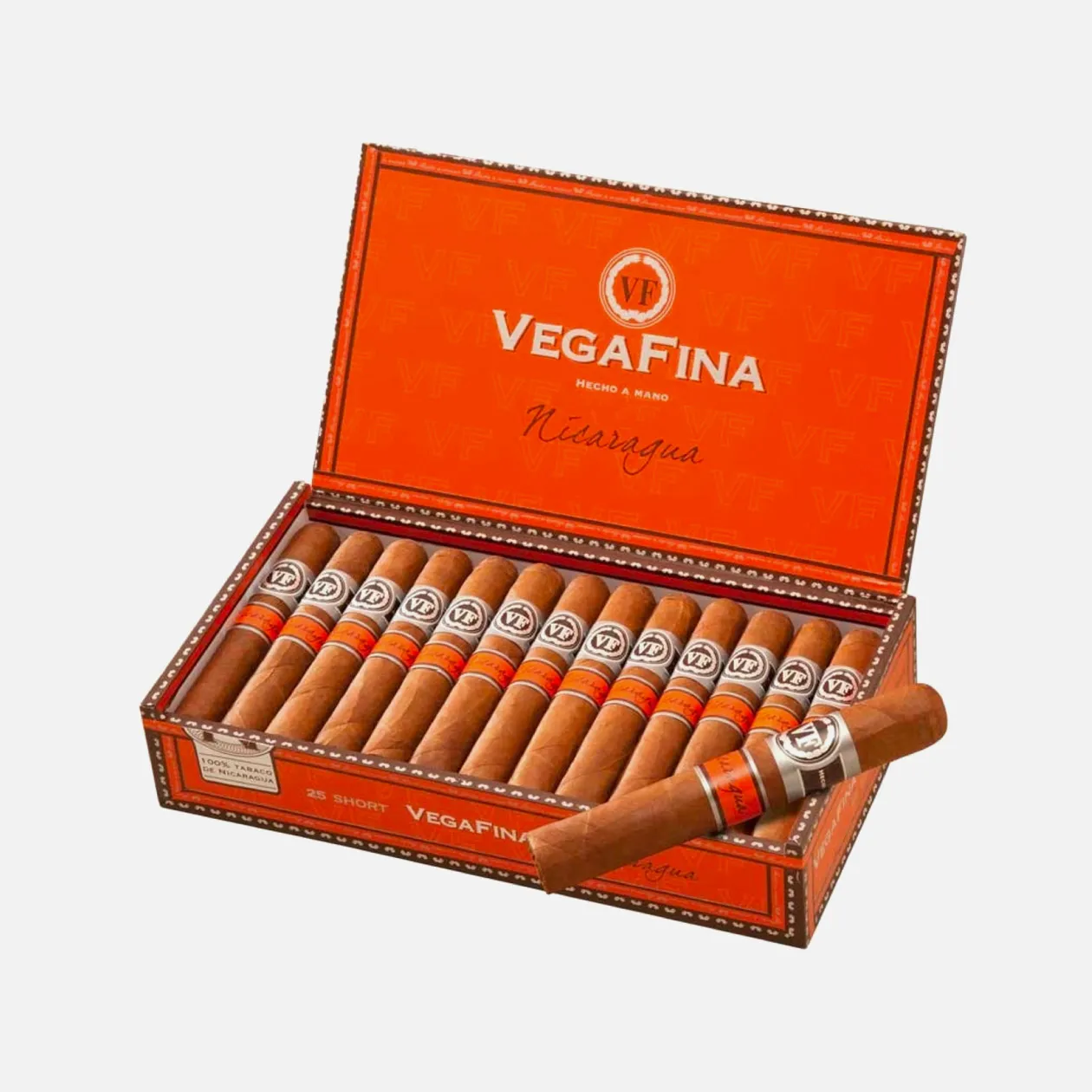 Vegafina Nicaragua cigars in a vibrant orange box.