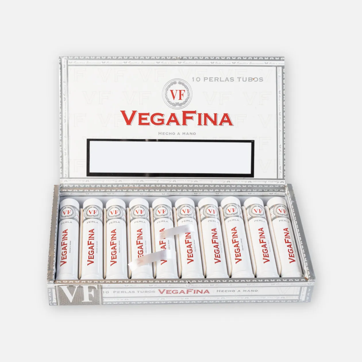 Vegafina cigars in elegant white tubes, hand-made presentation.